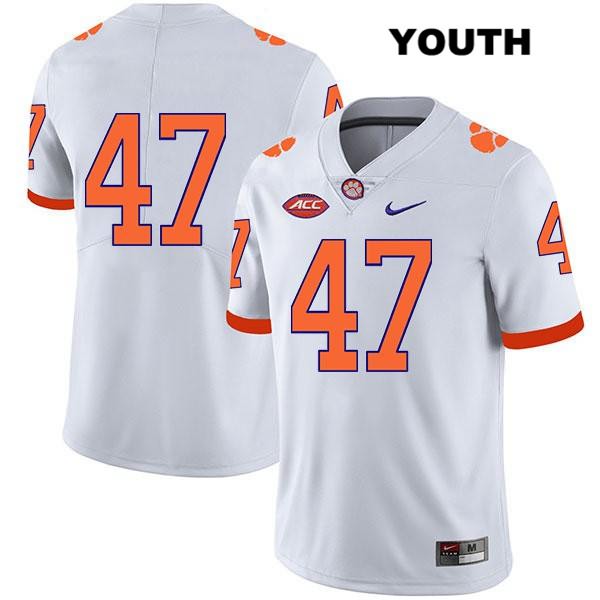 Youth Clemson Tigers #47 James Skalski Stitched White Legend Authentic Nike No Name NCAA College Football Jersey NPN7746KL